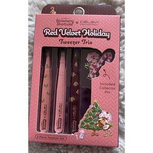3 Pack Strawberry Shortcake Celavi Tweezers Set Red Velvet Holiday W/Pin NEW